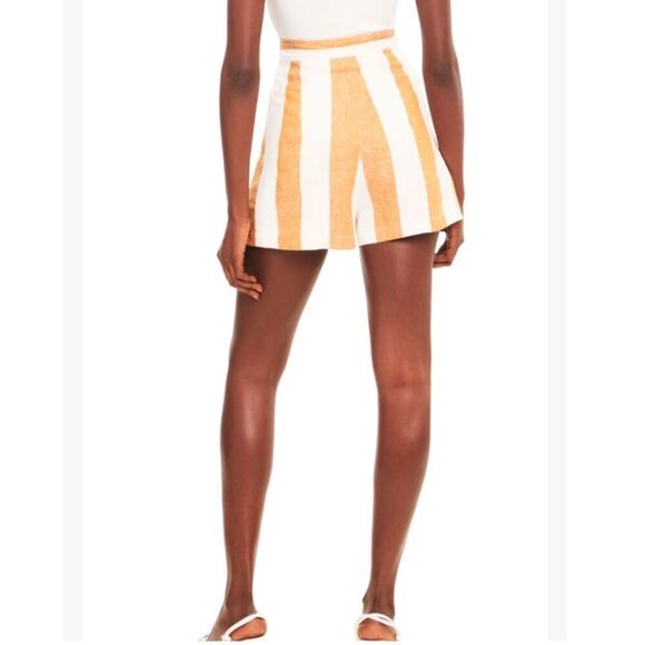 Amanda Uprichard Connor Striped Linen Blend Shorts M - Picture 3 of 7